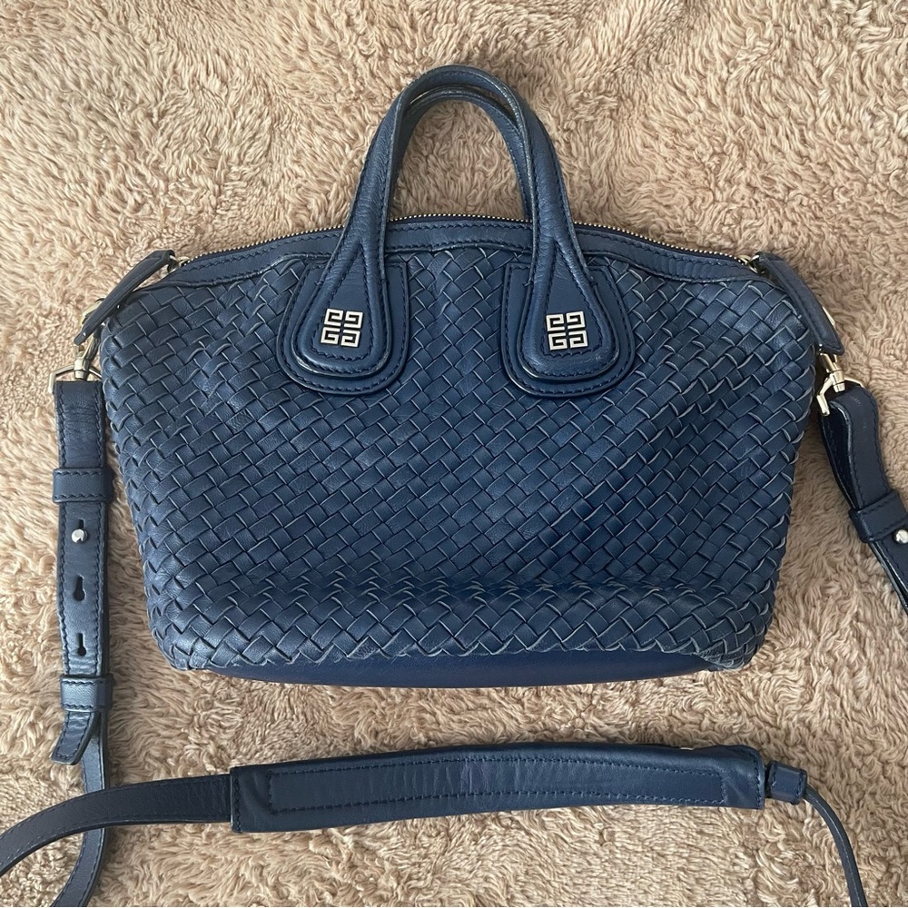 Givenchy Navy Blue Woven Satchel